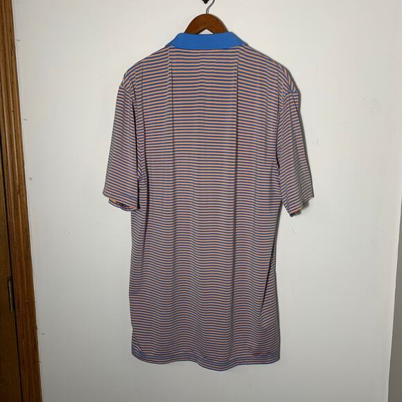 Mens Peter Millar Summer Comfort Short Sleeve Polo Shirt Striped Blue Size M EUC - Picture 2 of 3